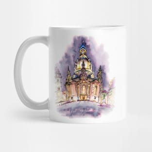 Frauenkirche at night in Dresden, Germany Mug